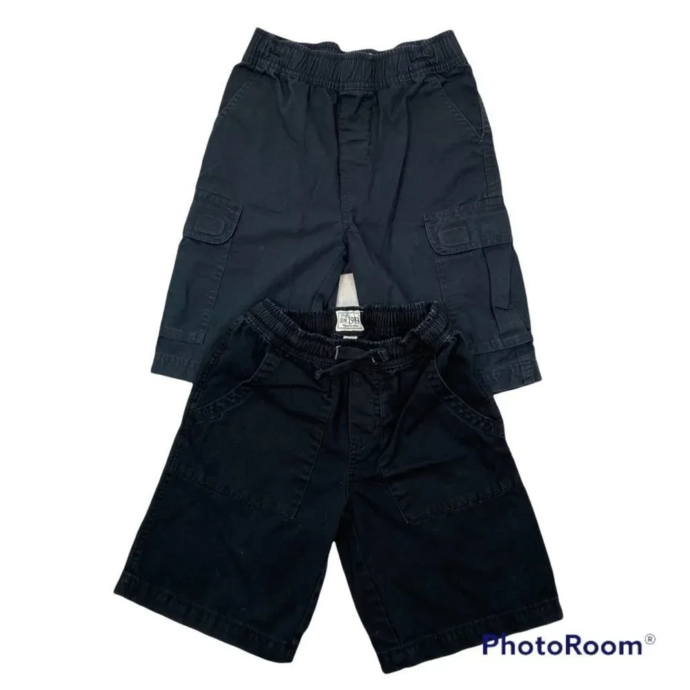 Lot of two Pairs of Boys Childrens Place Black‎ Shorts Both Size 7